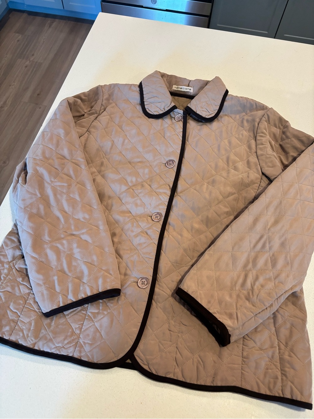 Quilted Brown Women's Jacket with Contrast Trim
